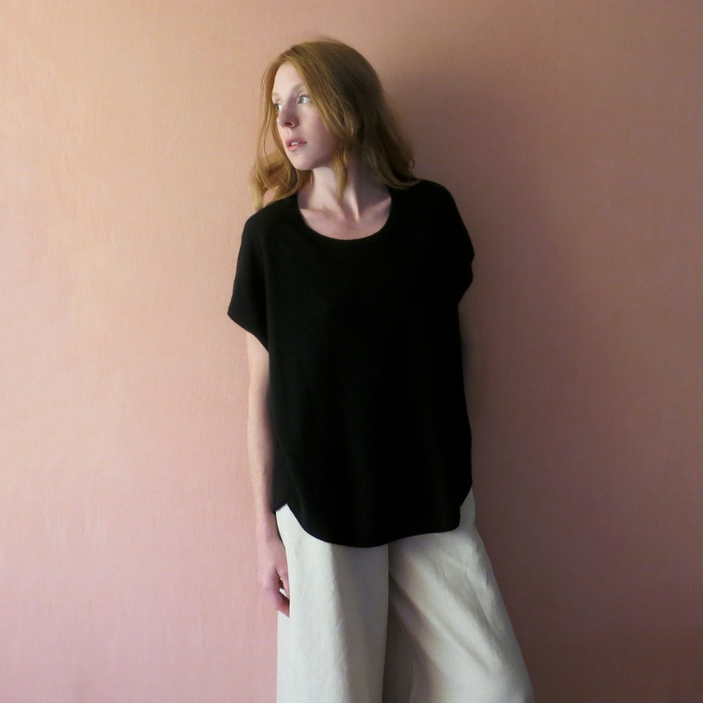 Vince Black Cashmere/Crepe Sweater